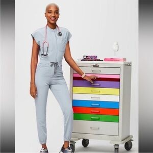 Figs Technical Collection dusty blue scrub jumpsuit